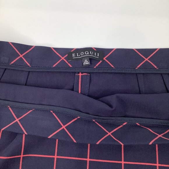 Eloquii Womens Navy Blue & Pink Grid Print Pencil Skirt Size 26 Office Casual - Picture 5 of 8